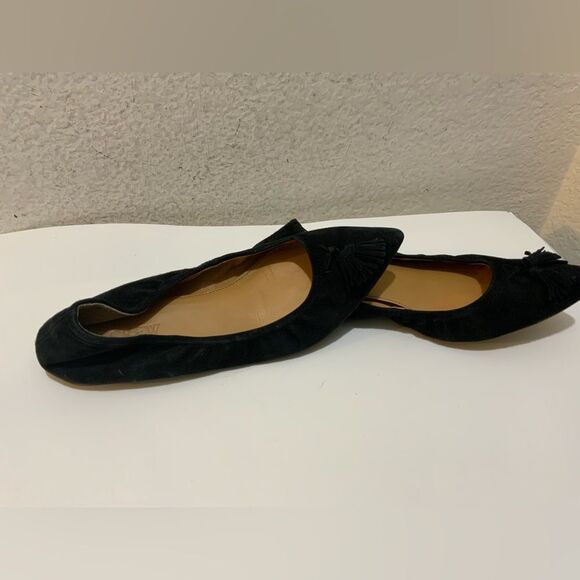 J. Crew Black Suede Tassel Lottie Flats Size 7 - Picture 1 of 10